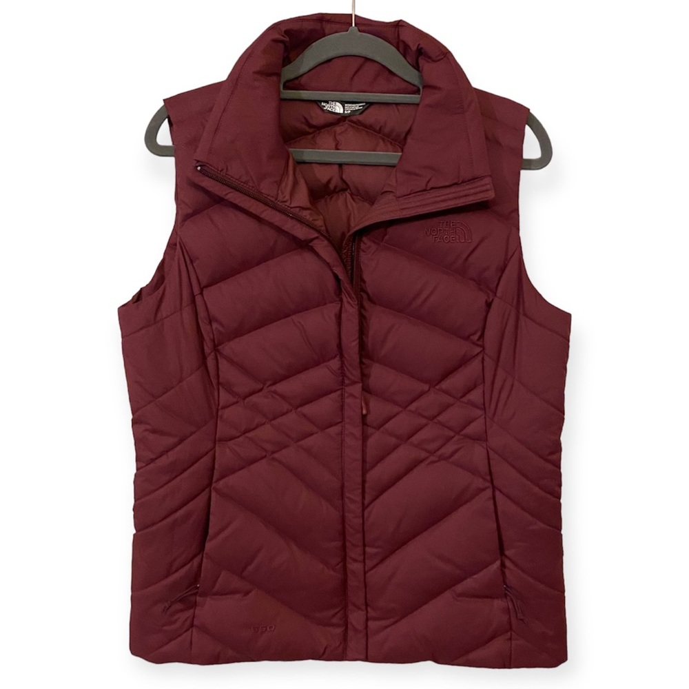 The North Face Burgundy Puffer Zip Vest